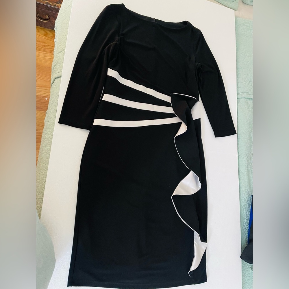 Joseph Ribkoff Black and White Asymmetrical Dress size 6